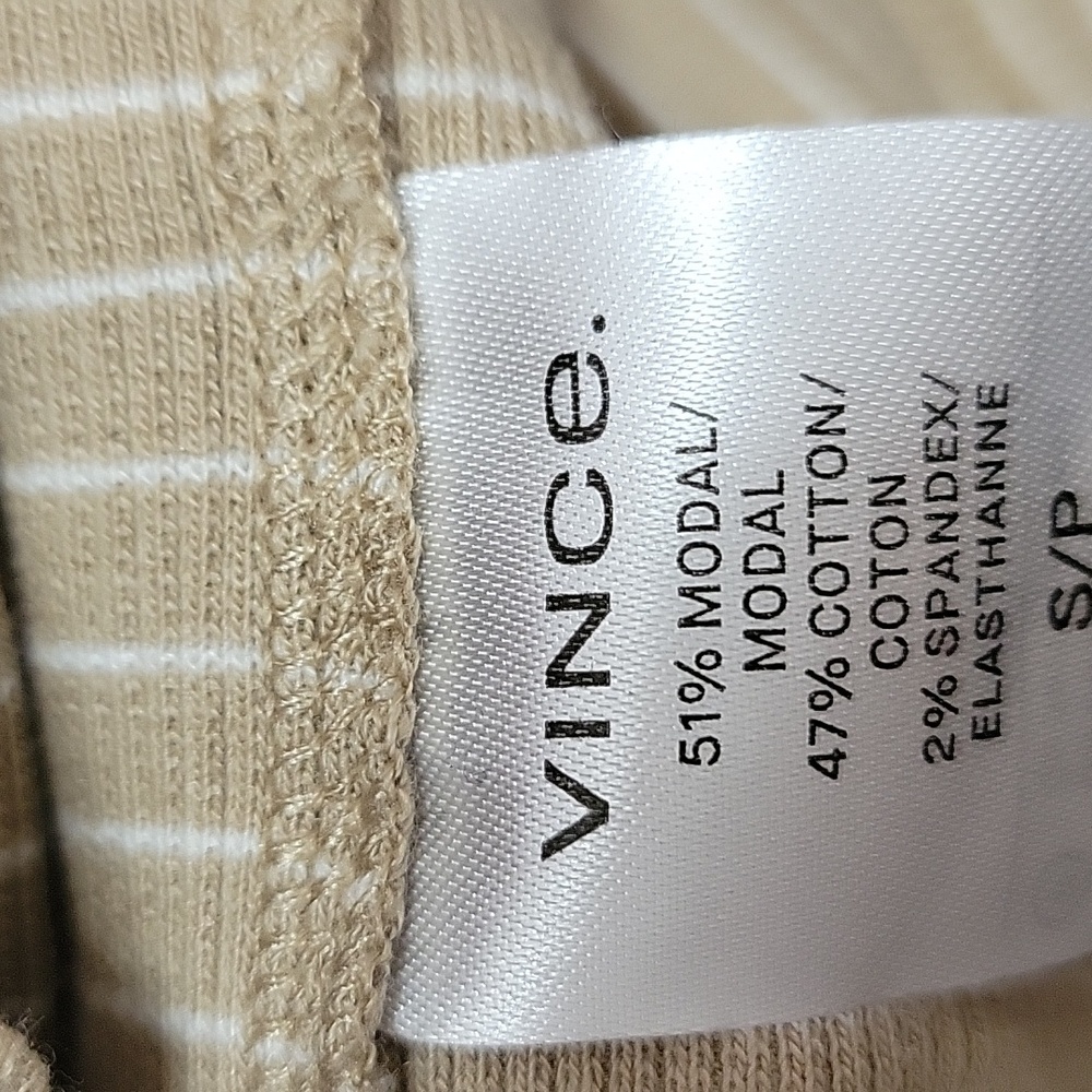 Vince Beige Ribbed Short Sleeve Top - Picture 6 of 6